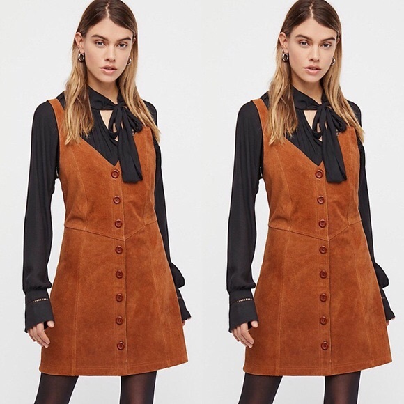 Free People Dresses & Skirts - Free People Brown Suede Abbie Mini Dress Size 10
